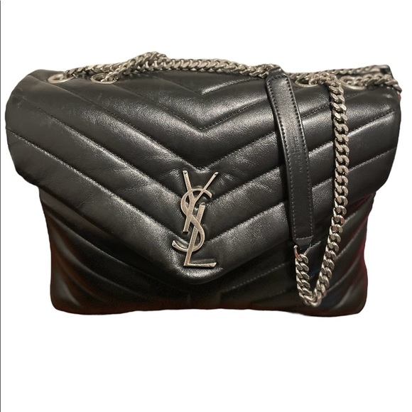 Ysl Saint Laurent Medium LouLou Noir Chain shoulder Bag in Quilted “Y” Leather - Picture 5 of 16
